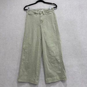 OAT New York Jeans Womens 0 25 Green Wide Leg High Rise Cropped 11021-SDT